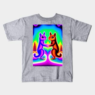 CARTOON 2 SQUIRRELS DANCING AT SUNSET Kids T-Shirt